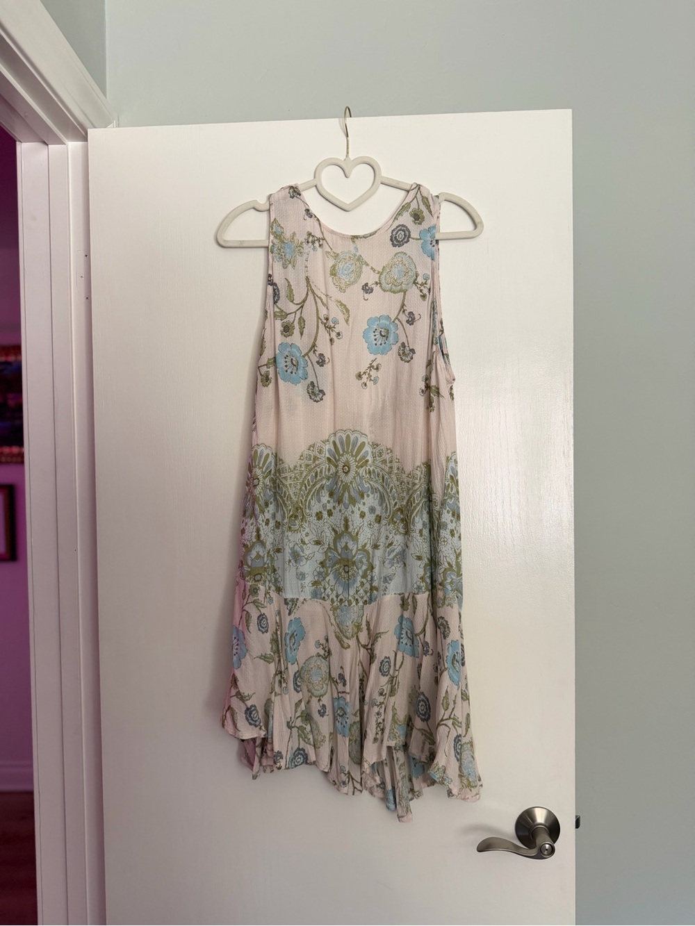 FREE PEOPLE Floral Sleeveless Sundress - Light Pink & Blue